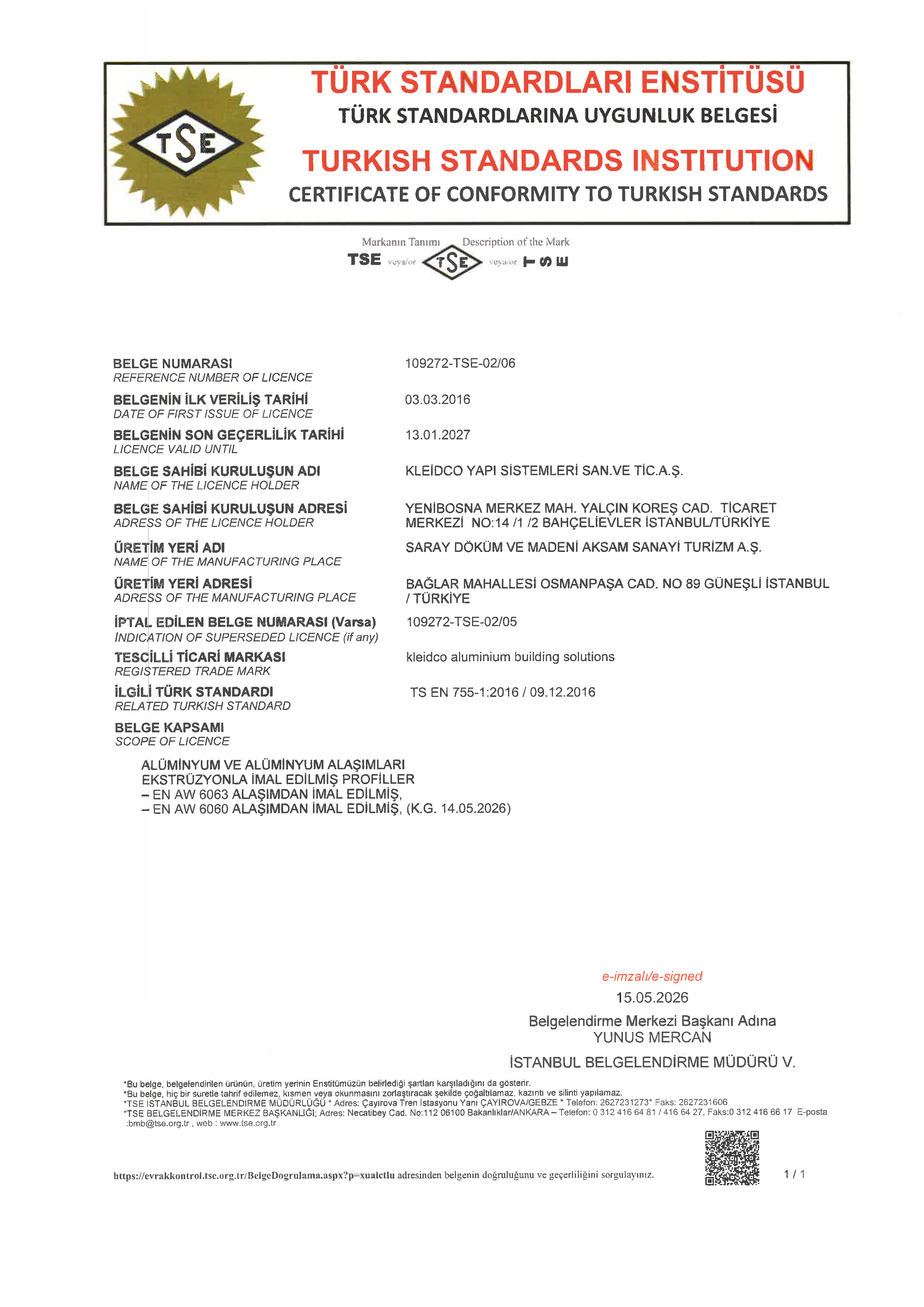 TSE EN 755-1